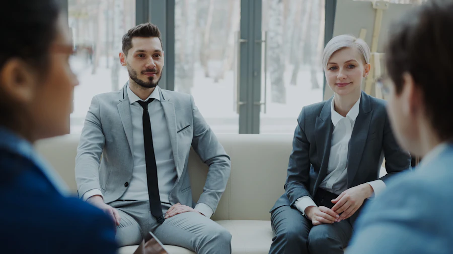Business professionals discussing results together in a meeting room — how a Sharkweb audit call feels